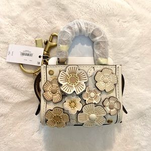 Mini Rogue Bag Charm With Tea Rose - New with Tag